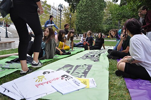 Extinction Rebellion protestors demonstrating against ExxonMobil