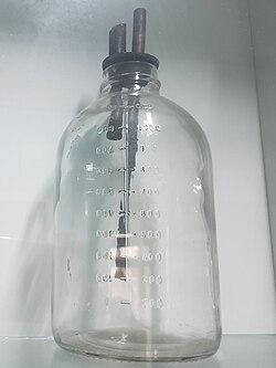 Glass used in an antiquated method of blood transfusion