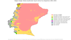 Köppen climate map of Santa Cruz, Argentina