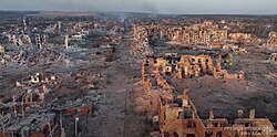 The ruins of Vovchansk following Russia's 2024 Kharkiv offensive