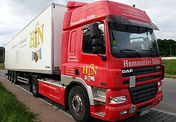 Truck for delivery of aid from Western to Eastern Europe