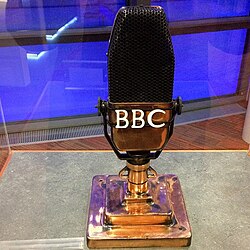 Produced between 1934 and 1959, the BBC-Marconi Type A microphone is regarded as an iconic symbol of the BBC, alongside the channel's rotating globe emblem introduced in 1963.[55]