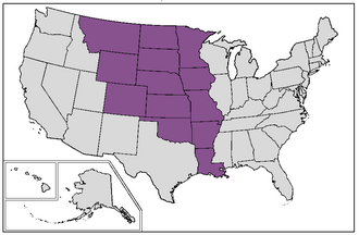 Map of current U.S. states that were completely or mostly inside the borders of post-1764 colonial Louisiana at the time of the Louisiana Purchase
