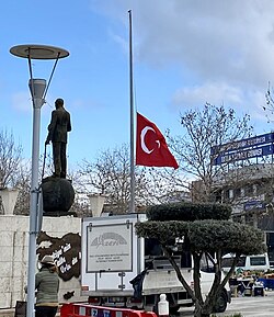Turkish flag lowered to half-mast during the national mourning period