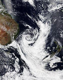 An east coast low approaching southeastern Australia