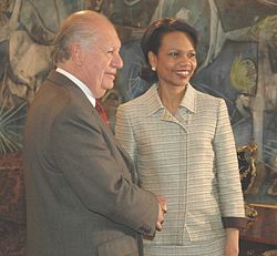 Ricardo Lagos with United States Secretary of State Condoleezza Rice in 2005.