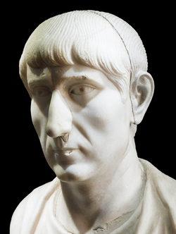 Presumed bust of Constantius II (or Valens), from an exhibition at the Colosseum, 2013[117]