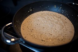 Sauce poivrade being prepared, one of many types of sauces
