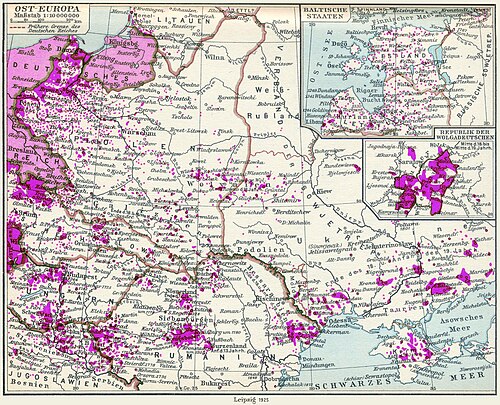 German-speaking areas in Central and Eastern Europe in the first half of the 20th century (1925 map)