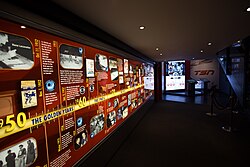 An exhibit at the Hockey Hall of Fame detailing the sport's broadcasting history. The hall of fame also recognizes sports journalists and broadcast personalities.