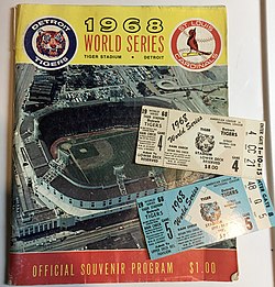 1968 World Series program and tickets for Games 4 and 5 at Tiger Stadium