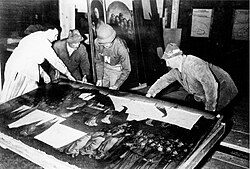 The Nazis hid looted art in salt mines at Altaussee, such as the Early Netherlandish Ghent Altarpiece which sustained significant damage.