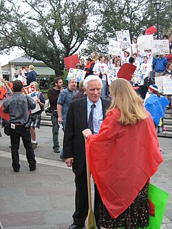 Alec Gifford at a rally calling better protection of the city following the Federal levee failure disaster of 2005.