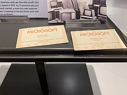 Bill Gates and Paul Allen's Original Business Cards located in the Microsoft Visitor Center