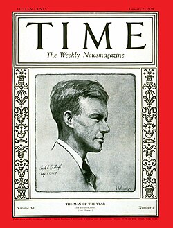 1927 Time Man of the Year cover featuring Charles Lindbergh, the award's inaugural winner