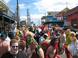 Revelers on Frenchmen Street, in New Orleans, USA
