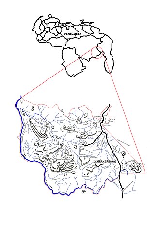 Map of the Gran Sabana within Venezuela