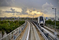 MIA Mover transports landside passengers between the main terminal and the Miami Intermodal Center (MIC) in 2021.
