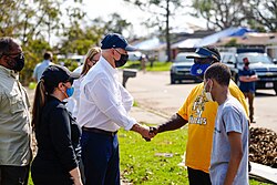 U.S. President Joe Biden meets with residents of LaPlace, Louisiana on September 3