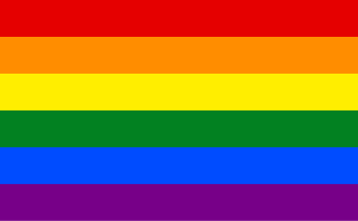 A six-band rainbow flag representing the LGBTQ community