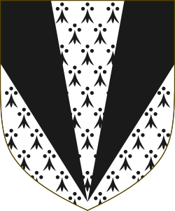 Arms of Holles, Ermine, two piles in point sable.[4]