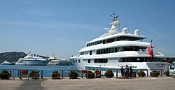 Super yachts anchored at Porto Cervo port, Costa Smeralda