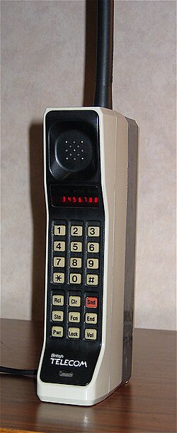 The Motorola DynaTAC 8000X. In 1983, it became the first commercially available handheld cellular mobile phone.