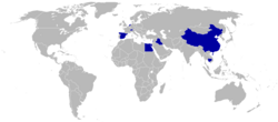 Countries that boycotted the 1956 Summer Olympics (shaded blue)