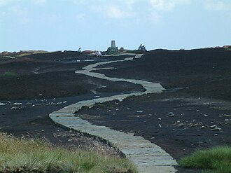 The paved surface of the Pennine Way on Black Hill, on the border of Derbyshire and West Yorkshire, England