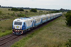 A CNR locomotive running express services to Mar del Plata