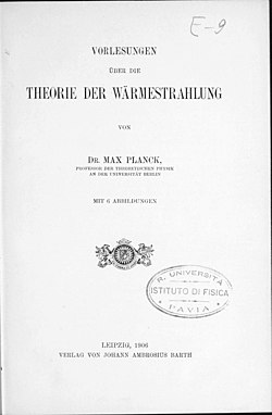 Vorlesungen über die Theorie der Wärmestrahlung, 1906