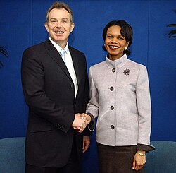 Blair meets with US secretary of state Condoleezza Rice in 2005.
