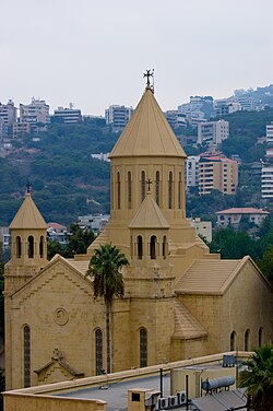 The St. Gregory the Illuminator Armenian Cathedral at the Holy See of Cilicia in Antelias, Lebanon.