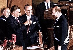 Abdel Wahab decorated with the Order of the Republic by the Egyptian President Gamal Abdel Nasser in 1965