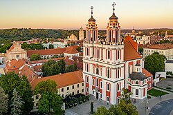Church of St. Catherine and Church of St. Johns (in the background, centre) are an examples of Vilnian Baroque