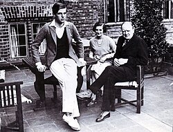 Churchill with son Randolph and daughter Diana in 1923