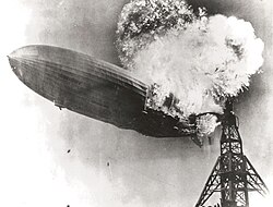 The Hindenburg explodes, 6 May 1937
