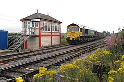 Bardon Hill box in England (seen here in 2009) is a Midland Railway box dating from 1899, although electrical switches have replaced the original mechanical lever frame.