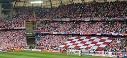 Croatia supporters at Euro 2012, featuring the national checkerboard