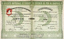 Share of the Baghdad railway, issued 31 December 1903[1]