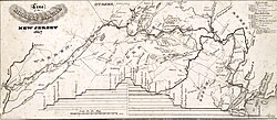 Map of the 107-mile-long (172 km) Morris Canal, which crosses the state