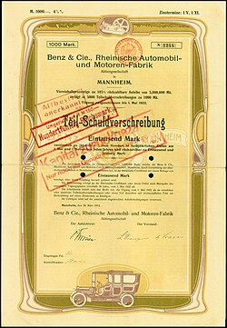 Bond of the Benz & Cie., issued 1912