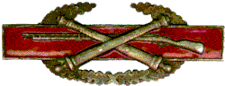 Example of a Combat Artillery Badge being created by pinning the artillery branch insignia over a Combat Infantryman Badge
