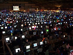 A LAN party at the 2004 DreamHack with hundreds of players