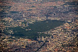 Aerial photo over central Berlin showing City West, Potsdamer Platz, Unter den Linden and Alexanderplatz