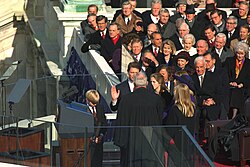 Gore being sworn in as vice president by Supreme Court Justice Byron White on January 20, 1993