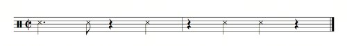 3–2 clave written in two measures in cut-time