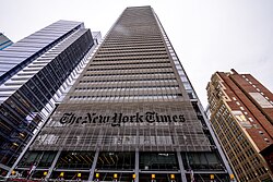The headquarters of the New York Times Company, publisher of The New York Times