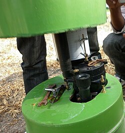 A self-recording rain gauge (interior)