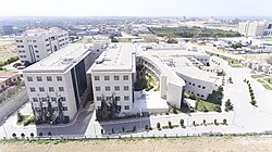 The Turkish-Palestinian Friendship Hospital and the IUG Faculty of Medicine buildings
